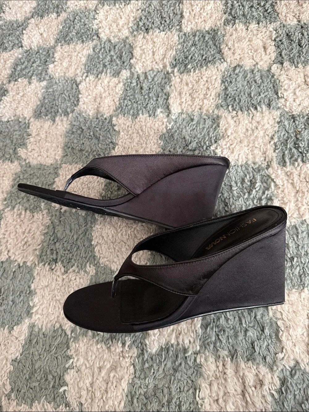Black Wedge Thong Sandals - Women's Contemporary Heels